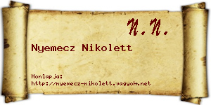 Nyemecz Nikolett névjegykártya